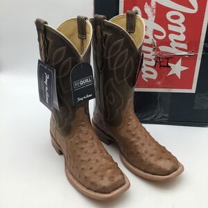 Tony Lama Womens Cheyenne Tan Ostrich Square Toe Western Boots Size 6.5 B NEW